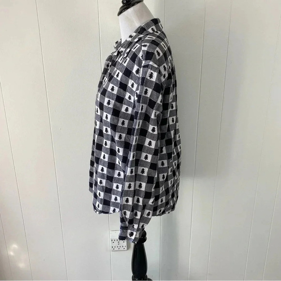 VTG Westbound Black White Gingham Plaid Button Front Shirt Christmas tree Size L - Picture 8 of 12
